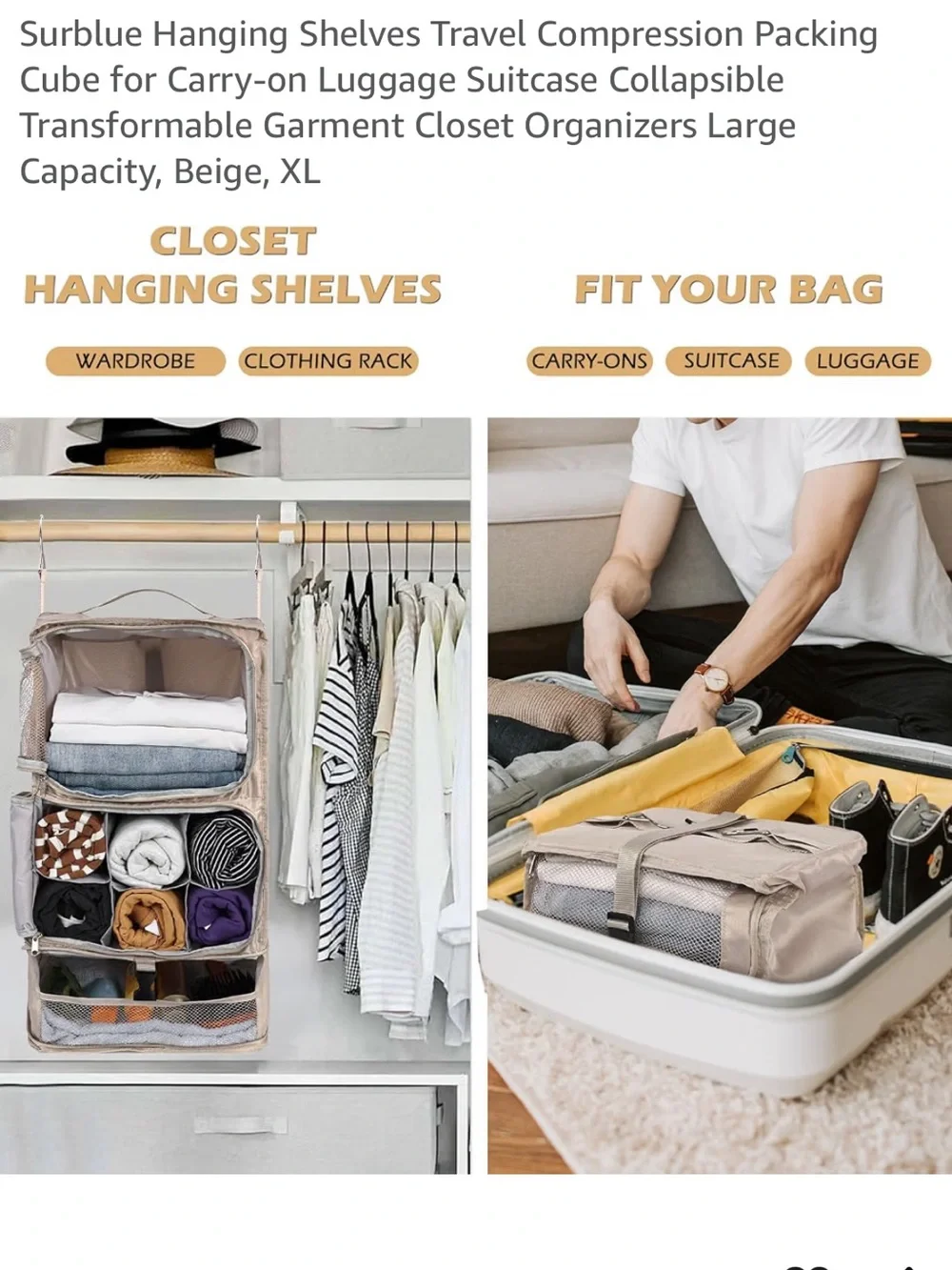 EUC Hanging Compression Closet for Travel or Organization